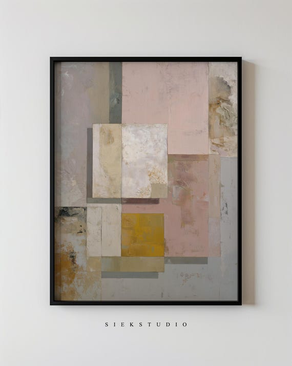 Abstract Geometric Wall Art Neutral Shapes Modern Minimalism Artwork Soft Pastel Decor Contemporary Print For Living Room