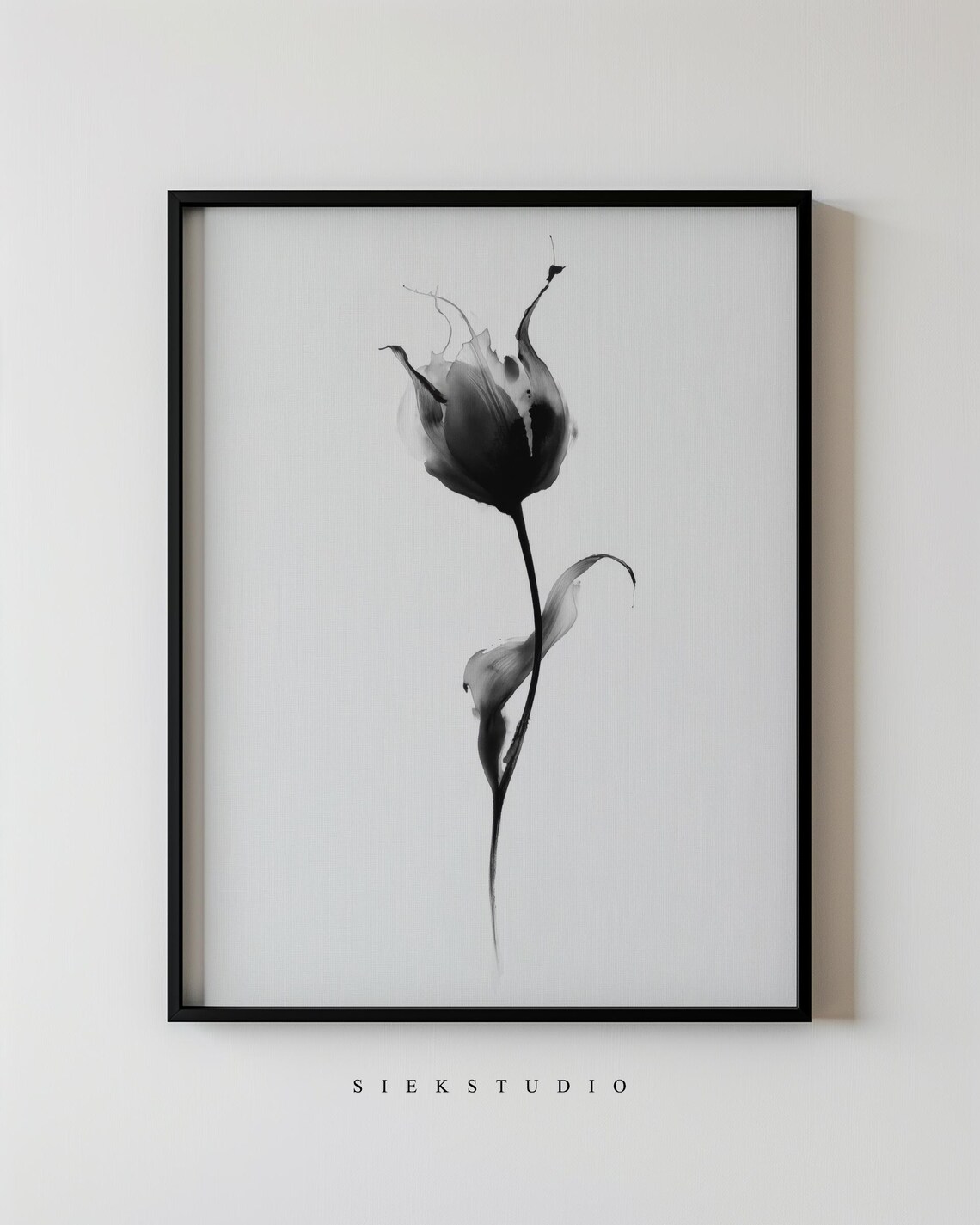 Abstract Minimalist Flower Drawing Modern Black And White Botanical Wall Art Contemporary Nature Home Decor 257