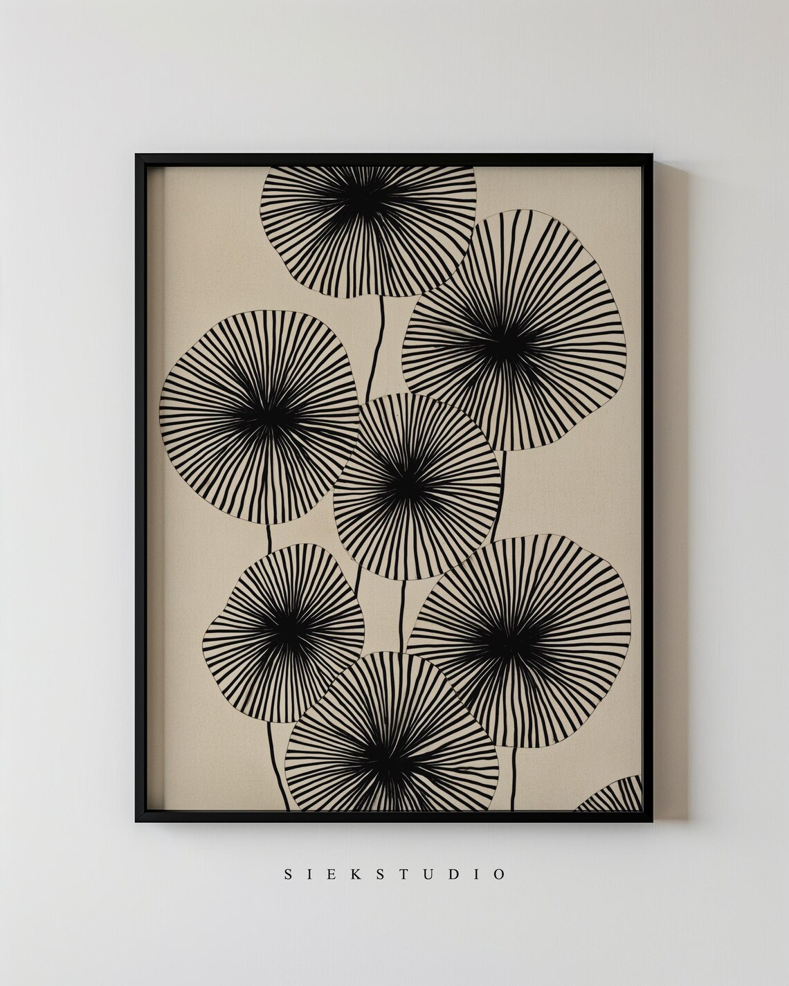 Abstract Dandelions Minimalist Line Modern Flower Black Pattern Wall Art Neutral Botanical Geometric Contemporary Home Decor 165