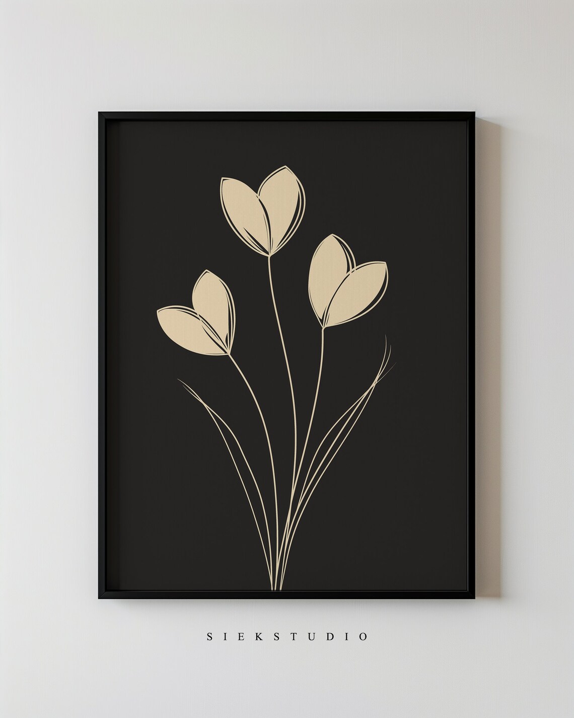 Minimalist Beige Floral Line Art Modern Botanical Wall Poster