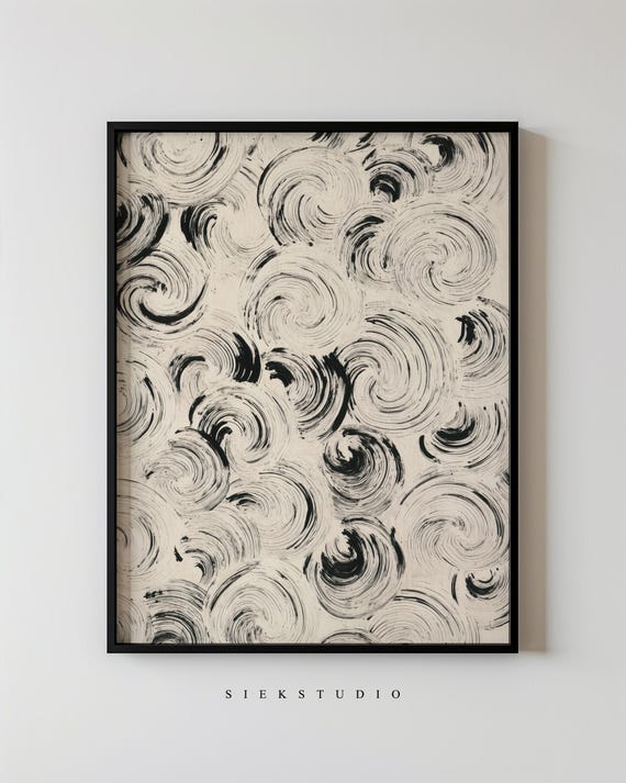Abstract Minimalist Ink Pattern, Modern Shapes Art Print