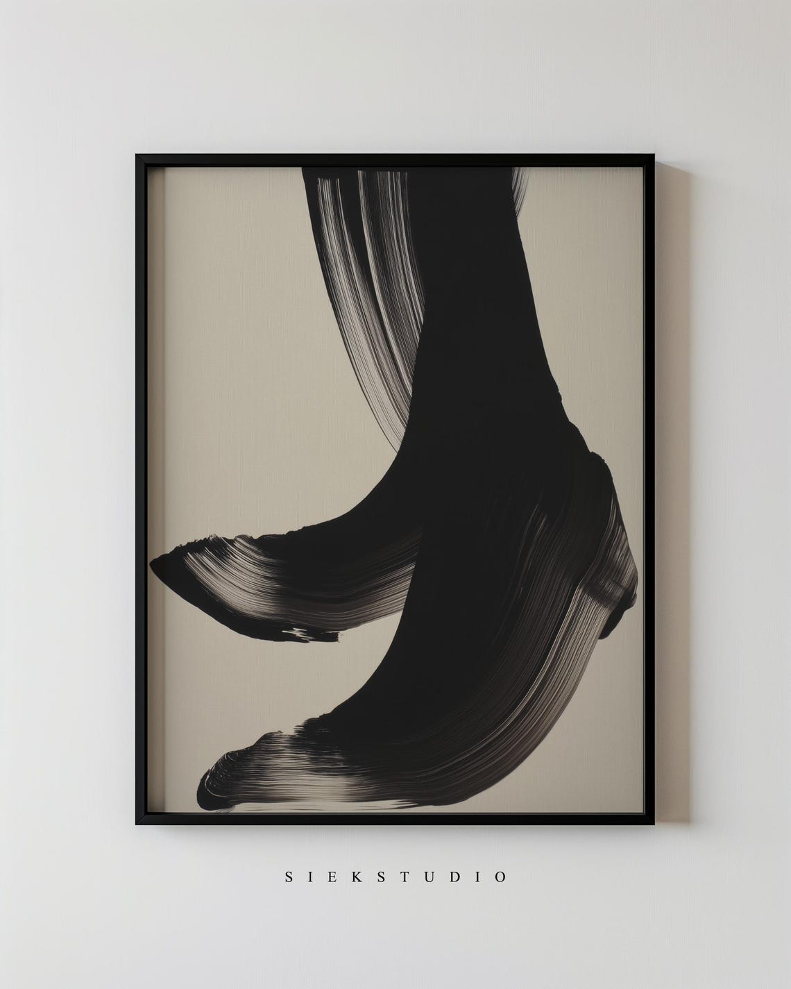 Bold Black Brushstroke Abstract Form Modern Minimalist Art Poster