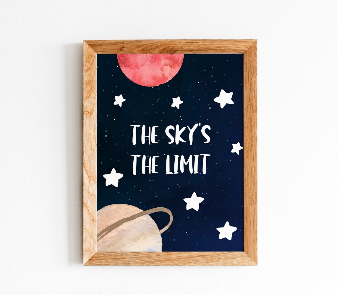 Cute Astronaut on Earth Watercolor Space Kids Room Decor Poster - Image 3