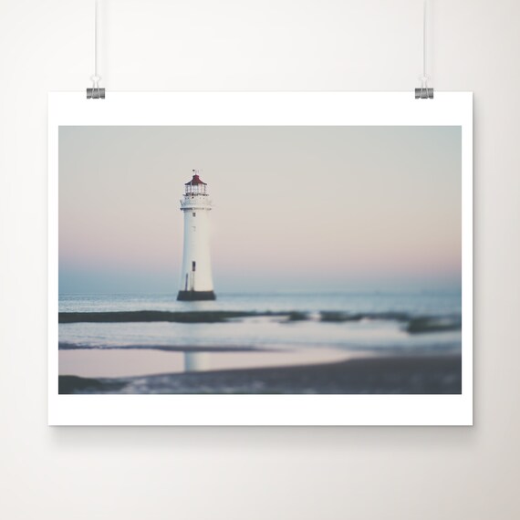 Wirral Beach Lighthouse Sunrise Travel Poster