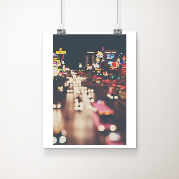 Las Vegas Strip Night Lights Cityscape Glow Photography Poster