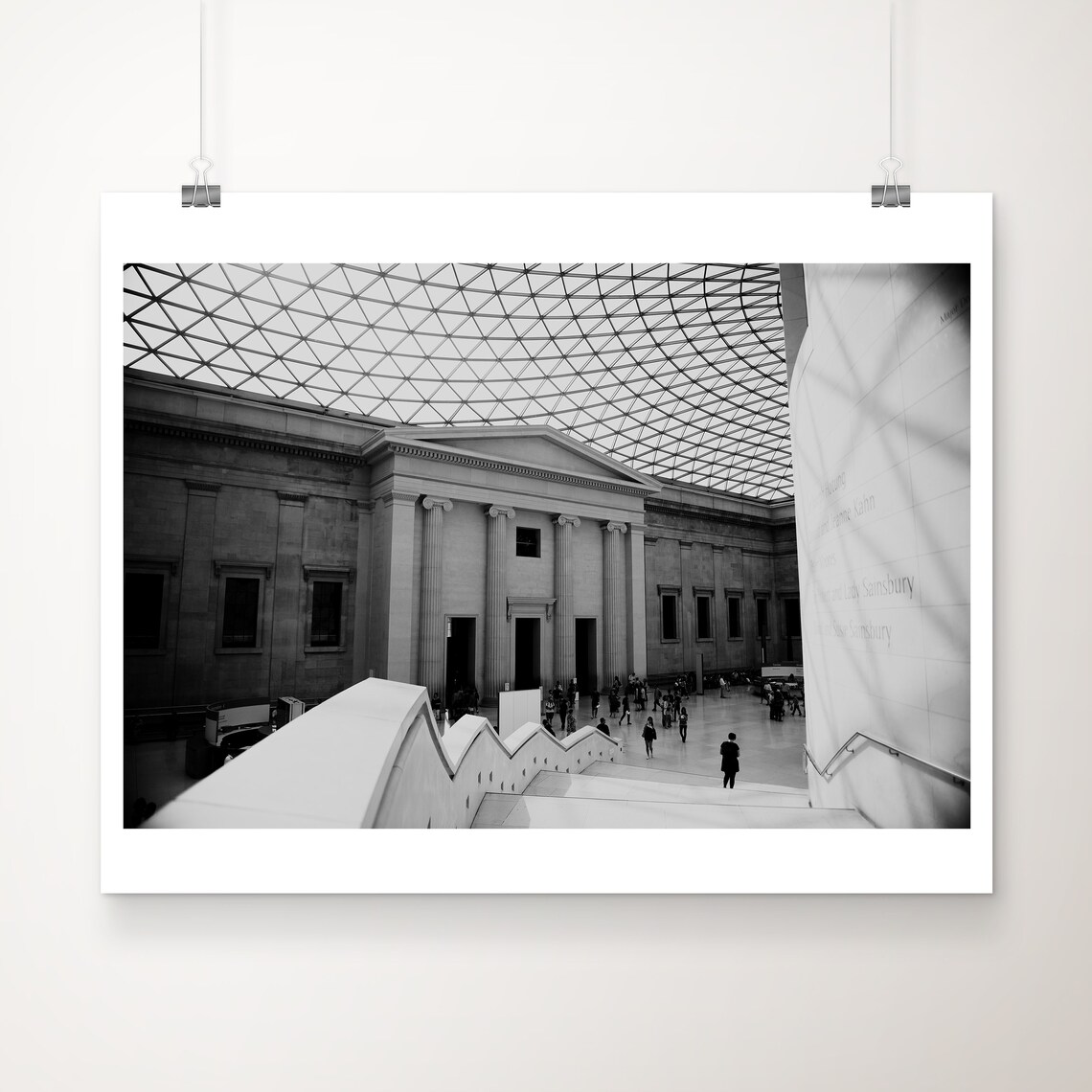 British Museum Great Court Black White Architecture Photo Poster