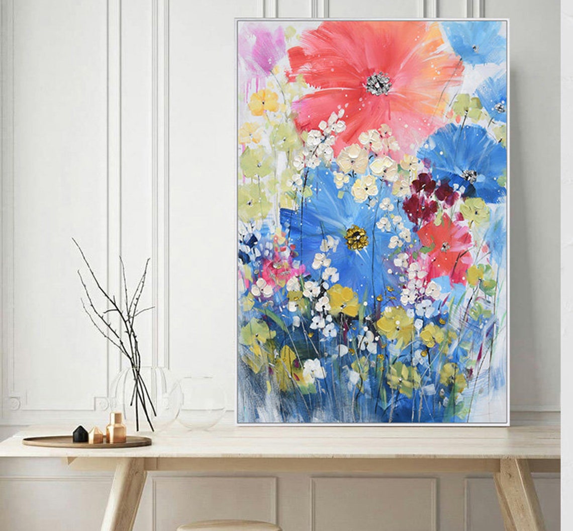 Colorful Wildflower Meadow Impasto Bouquet Garden Fresh Poster - Image 3