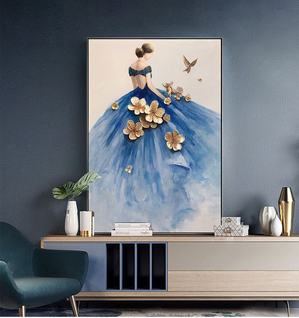 Blue Dress Ballet Girl Abstract Ballerina Art Print - Image 3