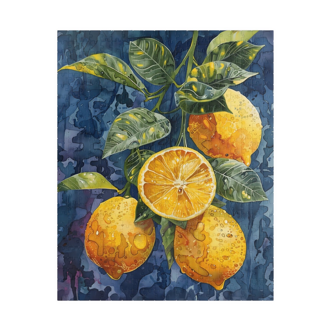 Fresh Watercolor Lemons on Blue Branch Botanical Kitchen Wall Art - Image 5