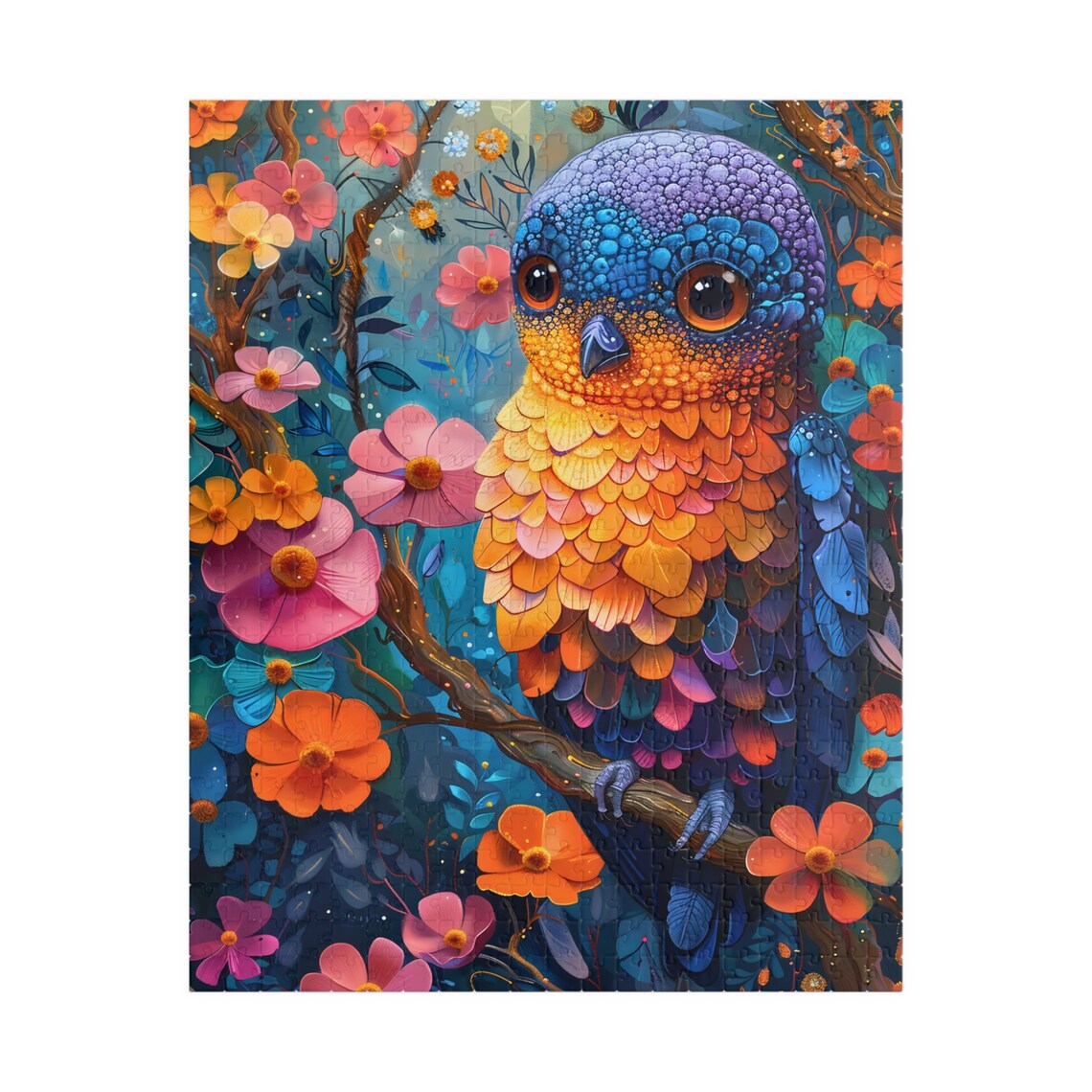 Colorful Fantasy Bird Flower Garden Cute Whimsical Bird Poster - Image 5