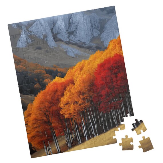 Fall Trees on a Mountain Brilliant Orange Autumn Forest Scene Poster