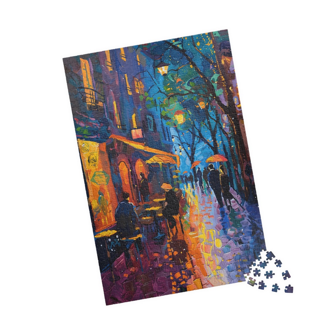 Rainy Paris Street With Umbrellas Impressionist Night Art Poster - Image 4
