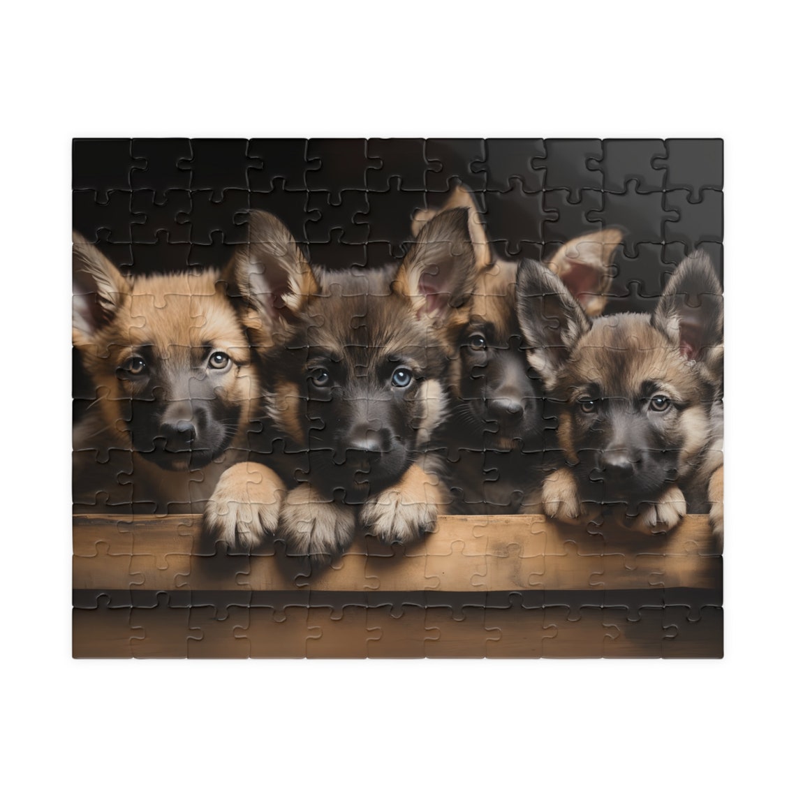 Four Cute German Shepherd Puppies Looking over a Wooden Ledge Poster - Image 2