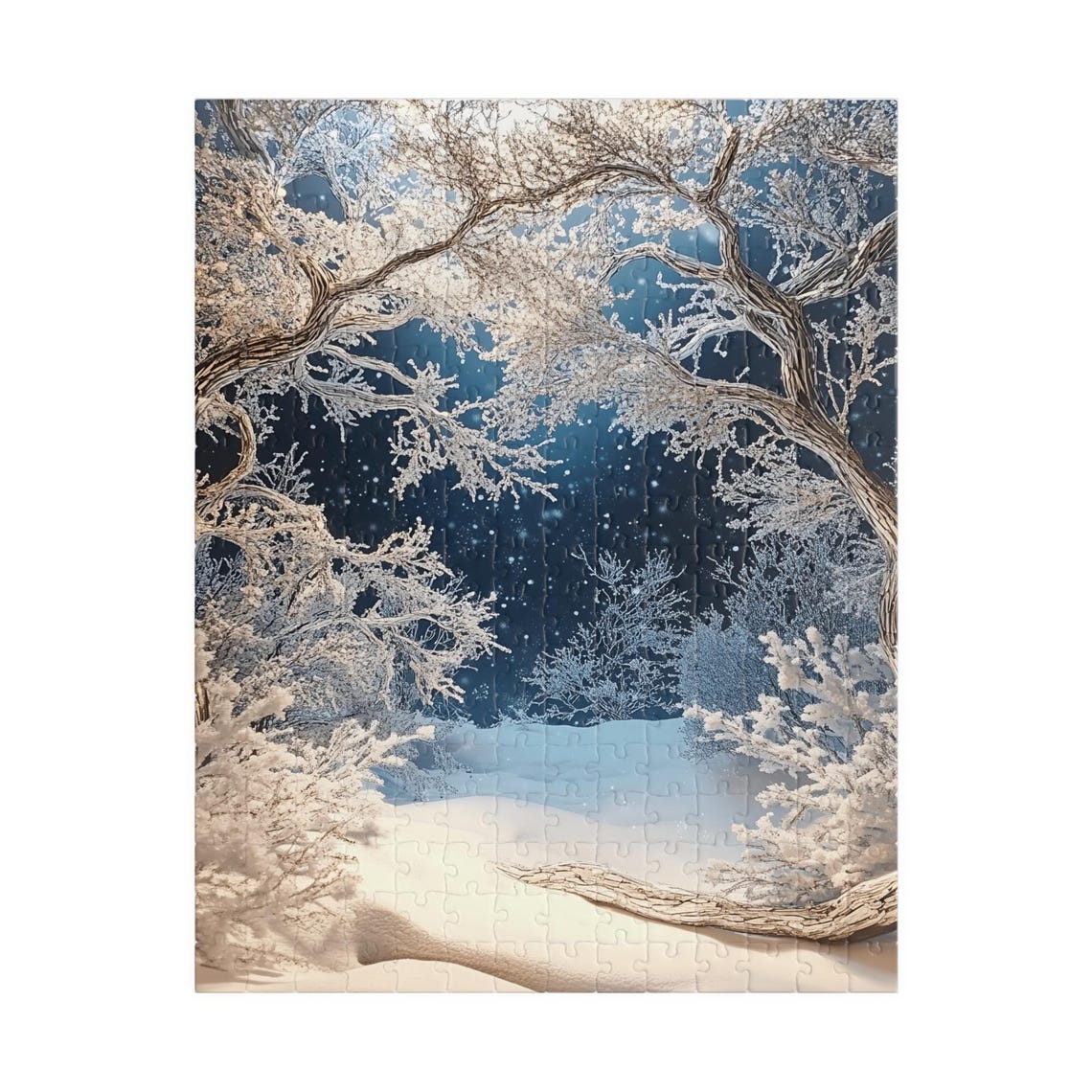 Frosted Winter Forest with Ice Covered Trees Starry Night Poster - Image 5