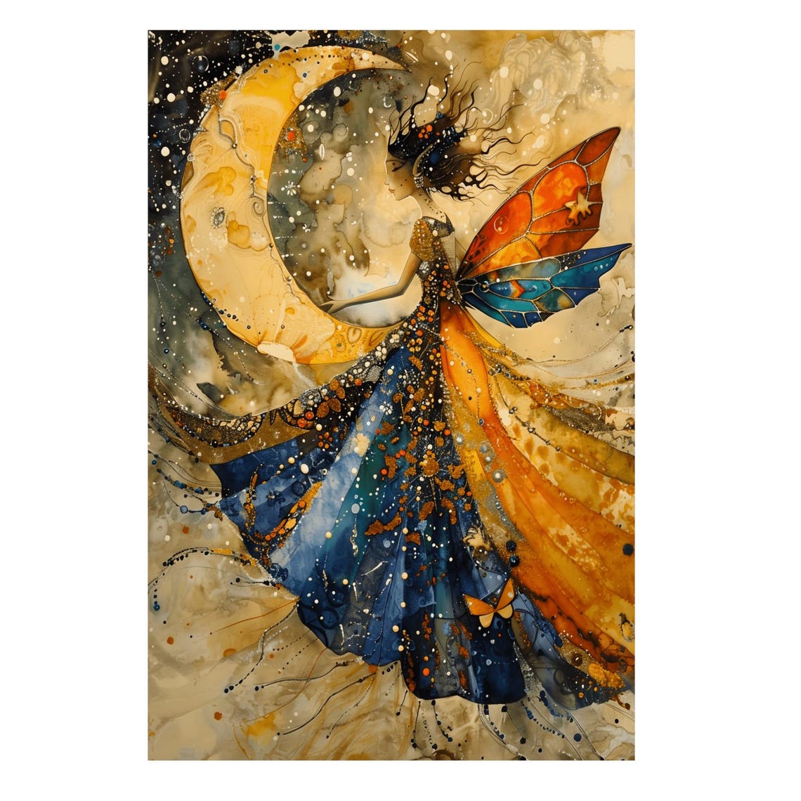 Moon Fairy With Crescent Moon In A Flowing Starry Night Gown Poster - Image 3