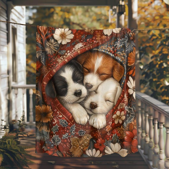 Puppies In A Blanket Soft Light Weight All Seasons Art Blanket Gift For Birthdays Holidays Hospital Patients And Nursing Homes