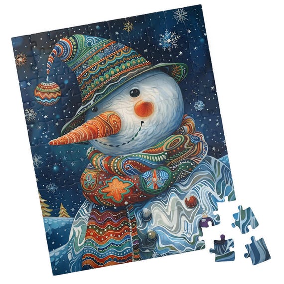 Colorful Suave Snowman Jigsaw Puzzle Great Gift For Holidays Birthdays Get Well And Nursing Homes Tech Free Family Fun Activity