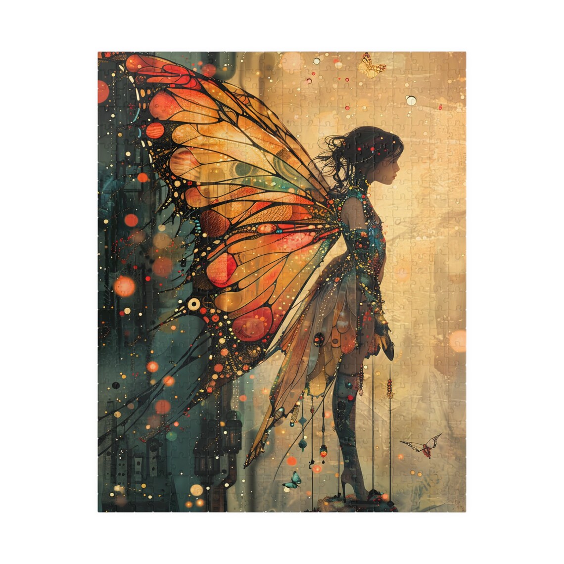 Golden Butterfly Fairy Woman Fantasy Scene Jigsaw Puzzle Print - Image 5