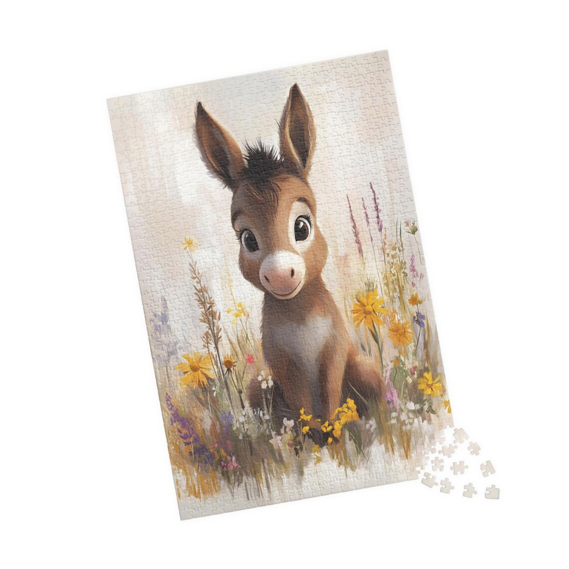Baby Donkey Wildflower Meadow Cute Foal Floral Animal Art Poster - Image 4