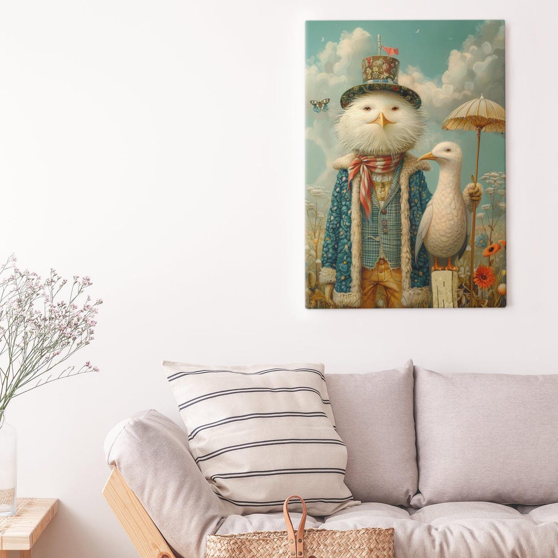 Dressed Chicken With Umbrella And Goose Vintage Style Animal Poster - Image 3