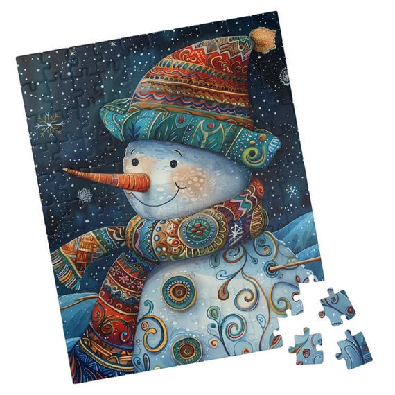 Cute Colorful Snowman Jigsaw Puzzle Great Gift For Holidays Birthdays Get Well And Nursing Homes Tech Free Family Fun Activity