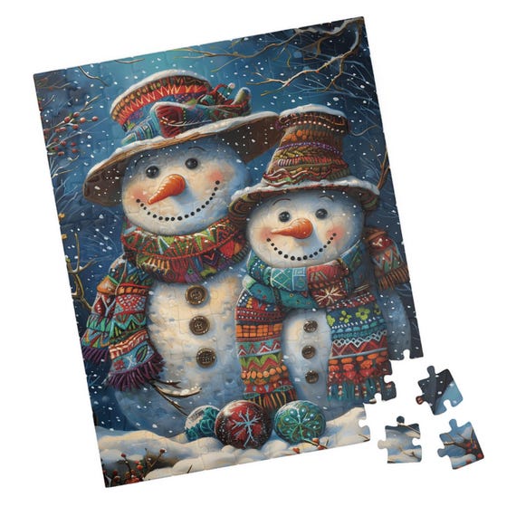 Colorful Snowmom And Son Jigsaw Puzzle Great Gift For Holidays Birthdays Get Well And Nursing Homes Tech Free Family Fun Activity
