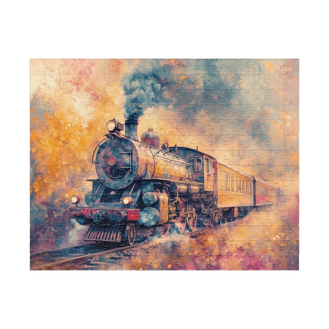 Vintage Steam Train Emerging From Golden Morning Mist Poster - Image 5