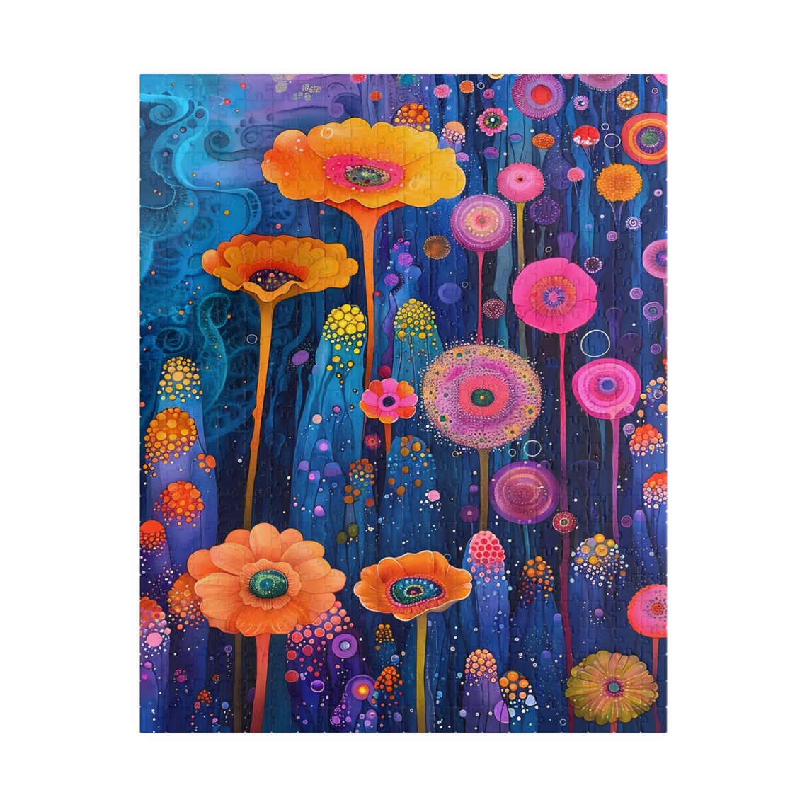 Whimsical Fairy Garden Glowing Neon Flowers Night Dream Art Poster - Image 5