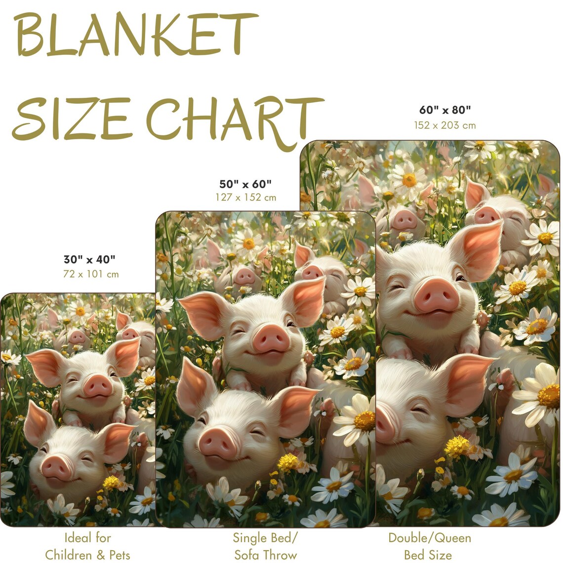 Happy As Pigs In Daisies Soft Blanket Gift - Image 4
