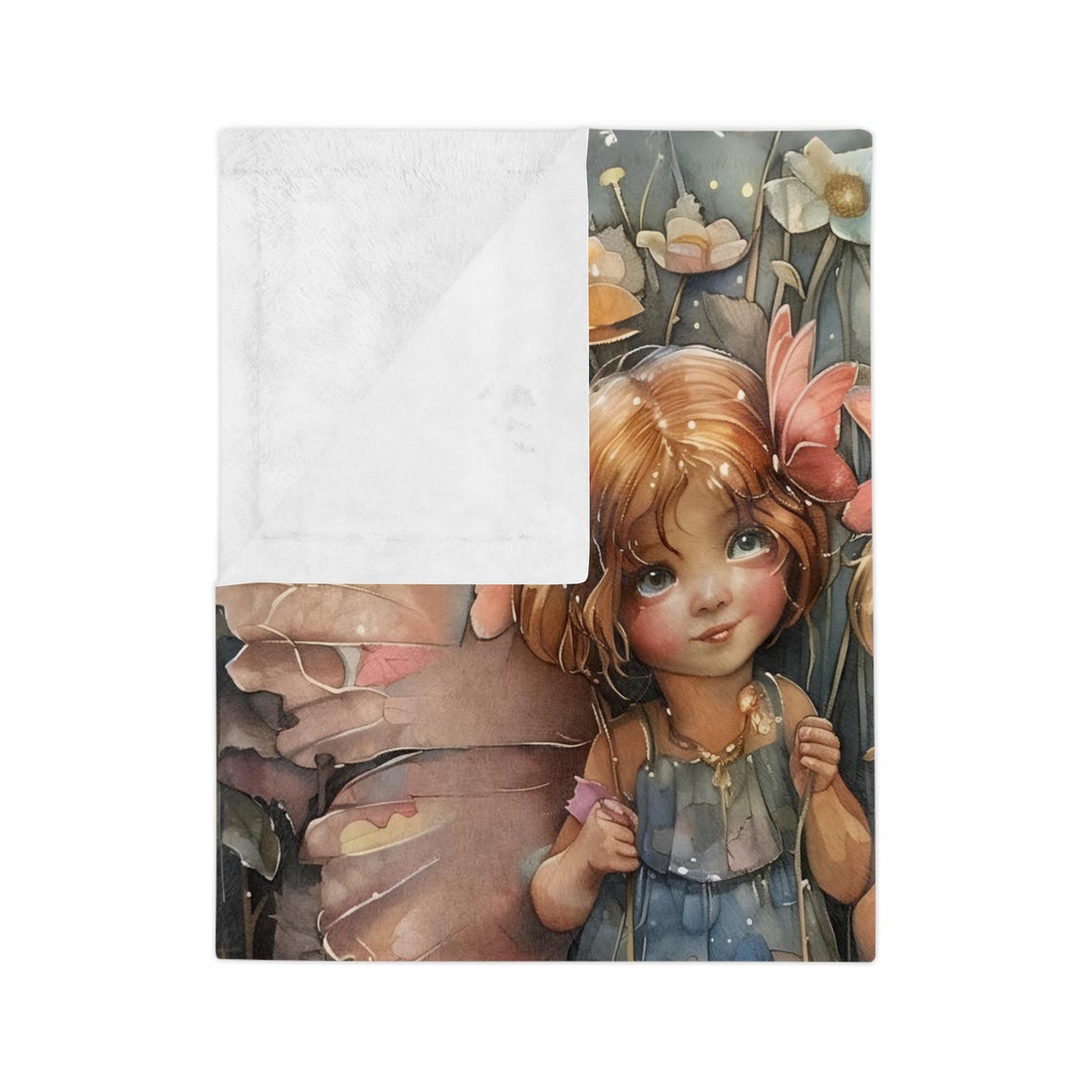 Two Little Pastel Fairies Holding Hands in a Flower Field Poster - Image 3