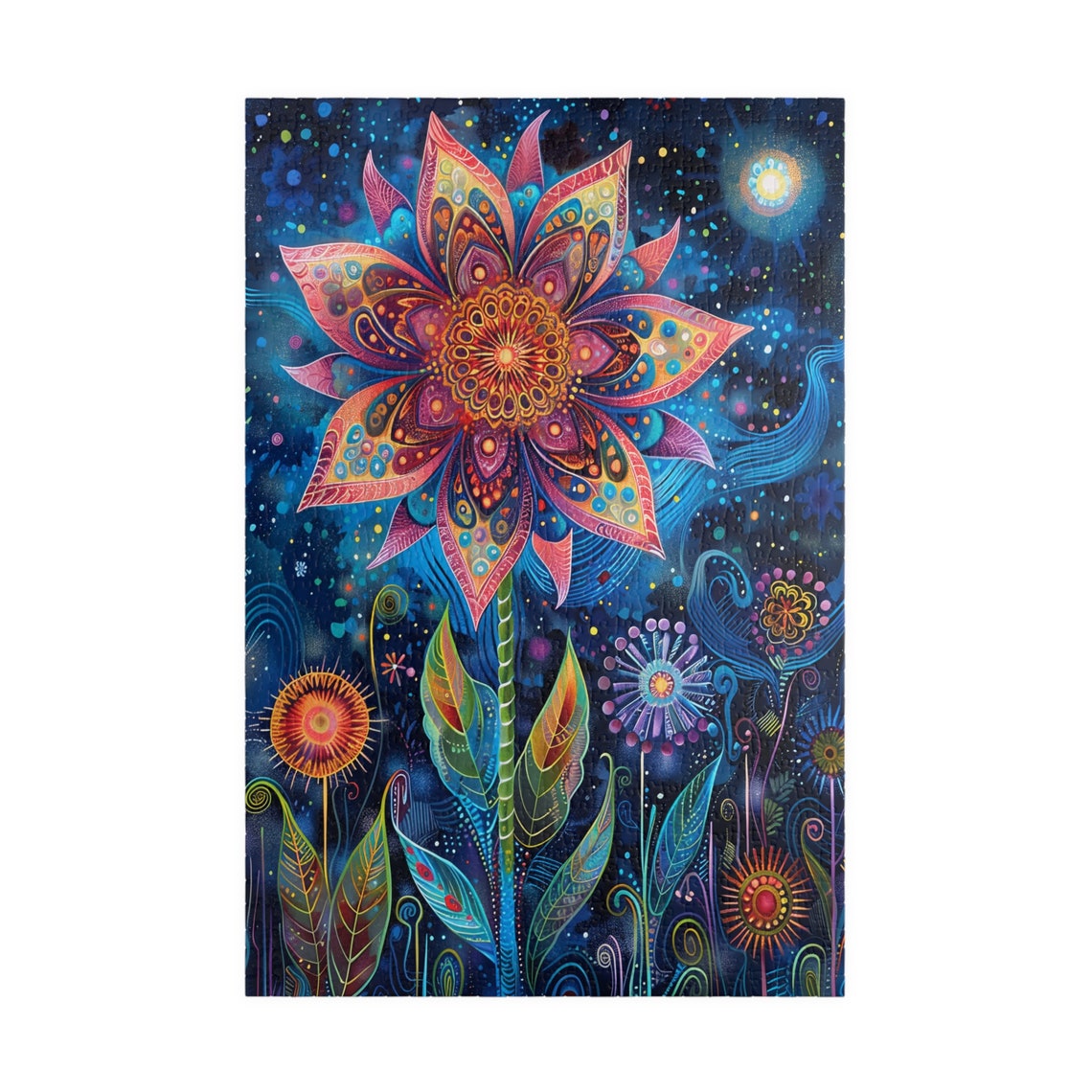 Mystic Midnight Flower II Pink Mandala Bloom Moonlit Sky Poster - Image 3
