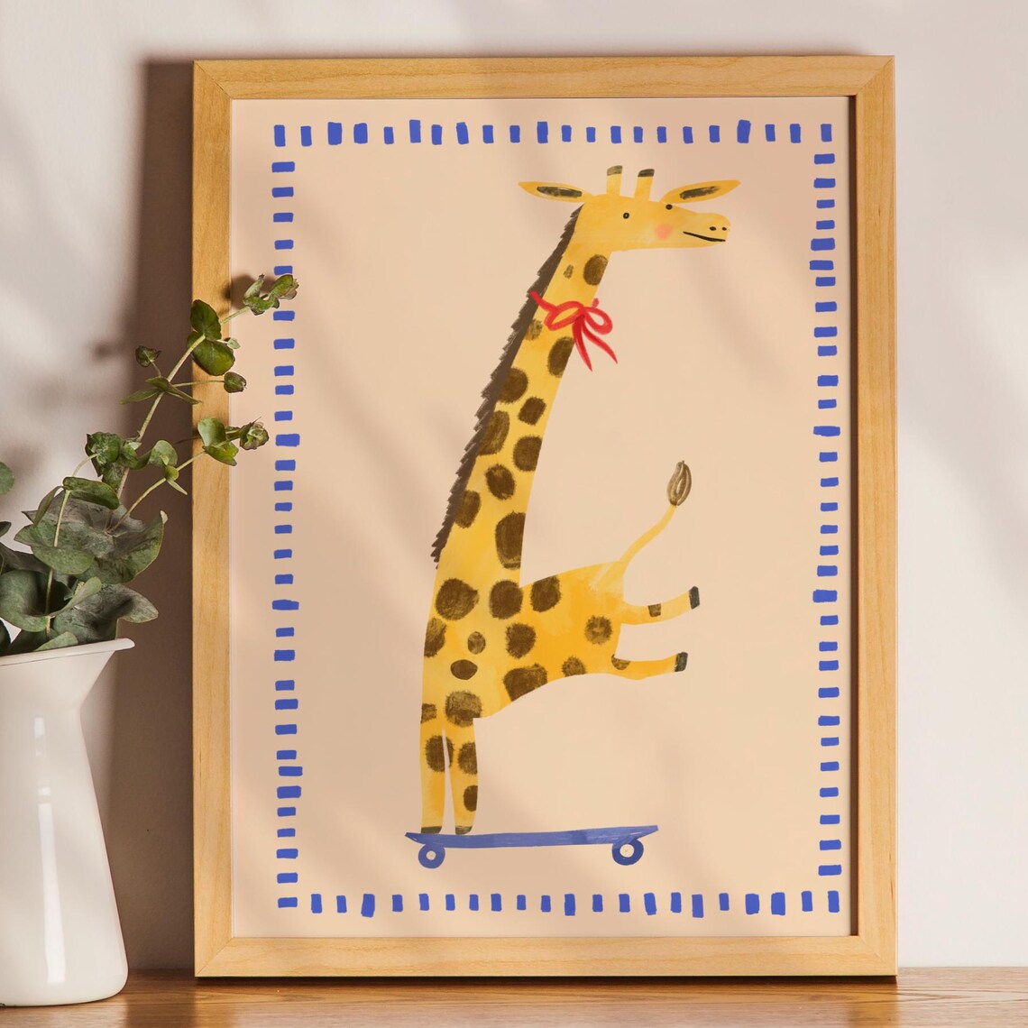 Playful Cat and Giraffe Nursery Art Print