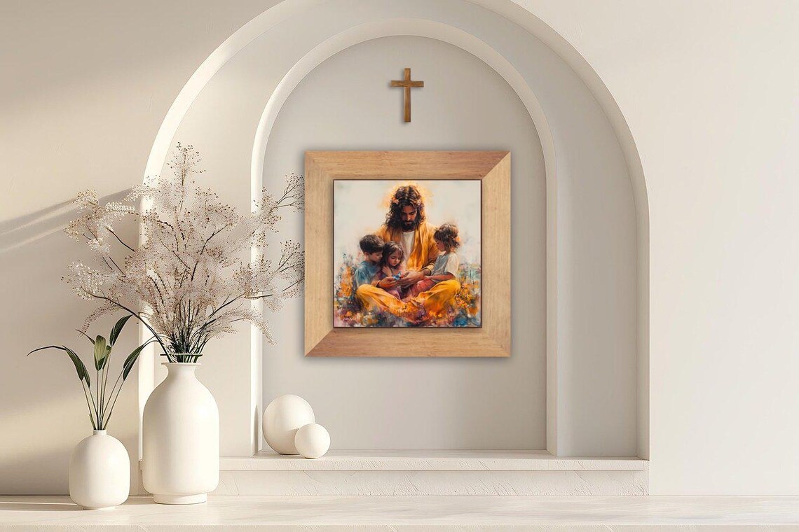 Jesus Butterfly And Children, Christian Family Art - Image 2