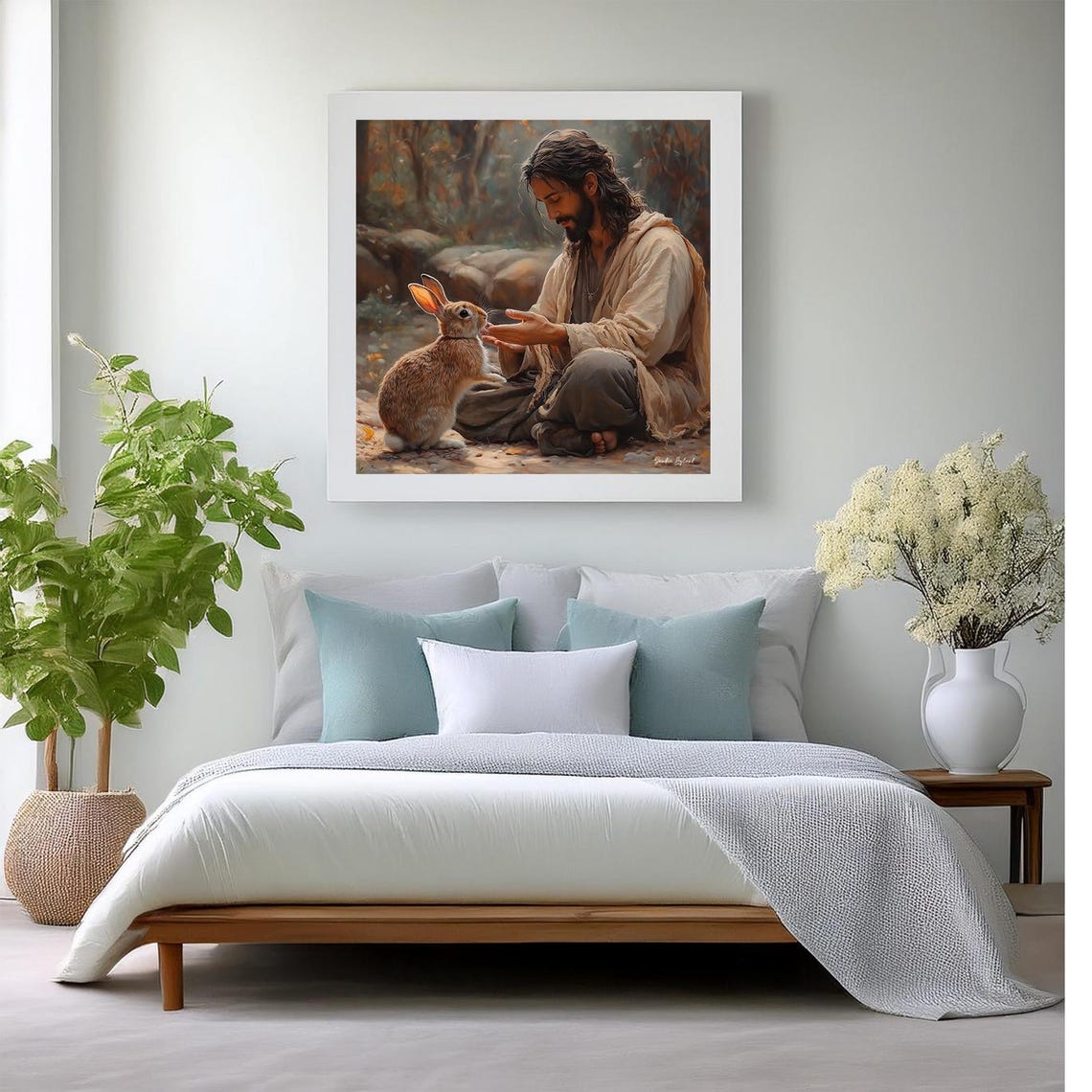 Jesus And Bunny, Christian Nursery Art Print - Image 4