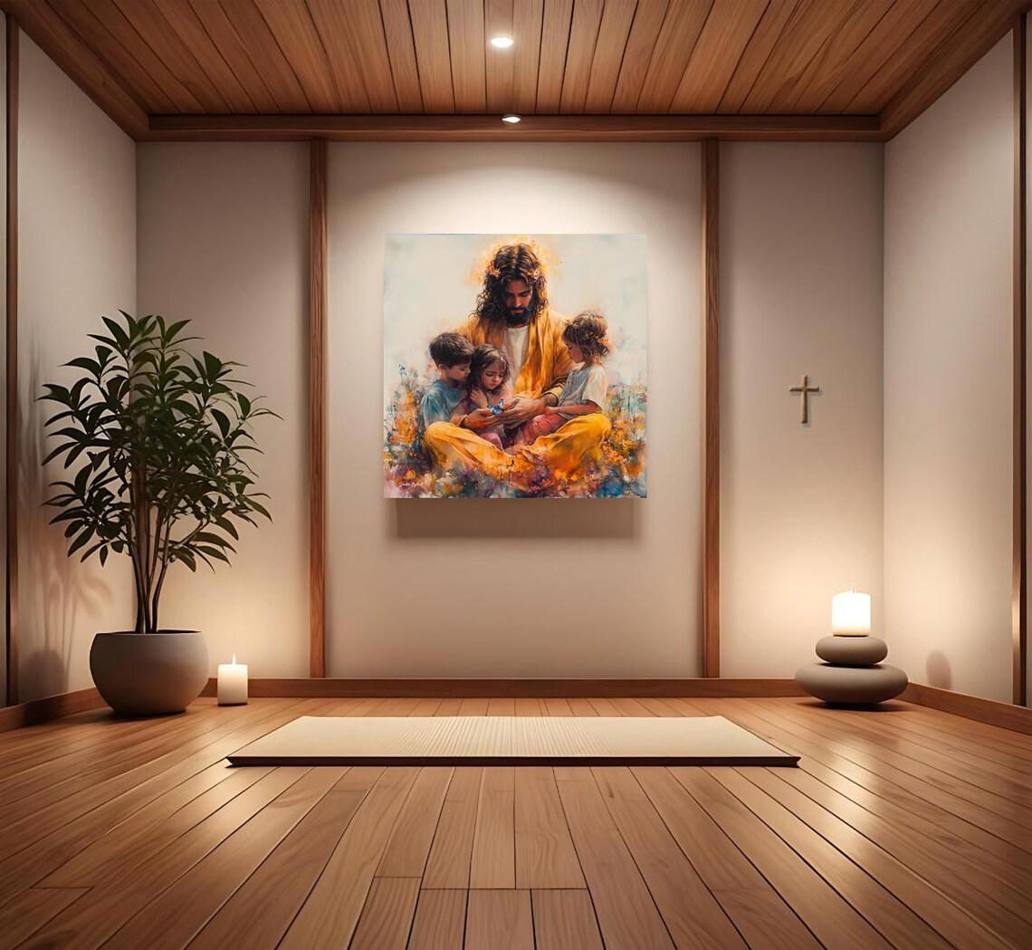 Jesus Butterfly And Children, Christian Family Art - Image 4