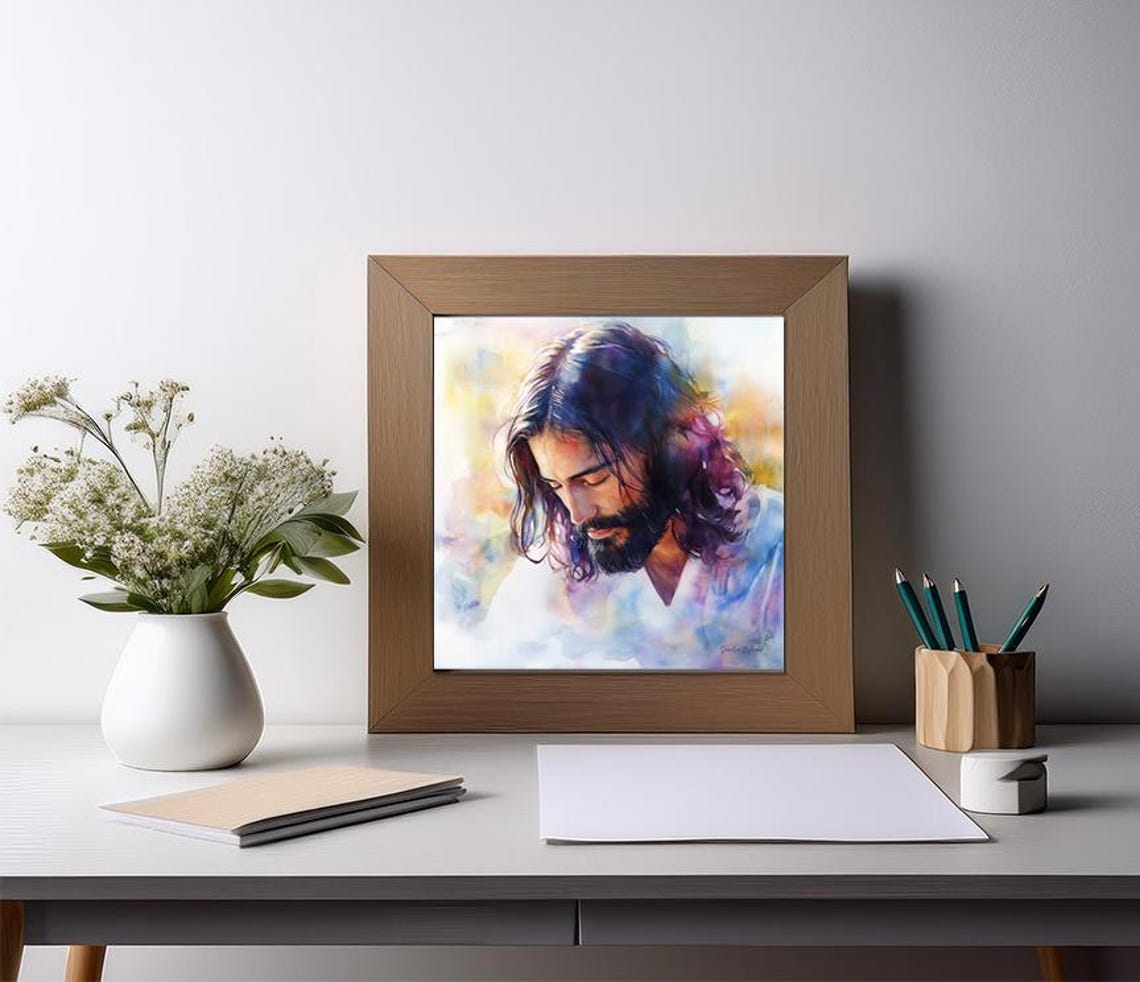 Jesus In Prayer Portrait, Gift For Pastor - Image 2
