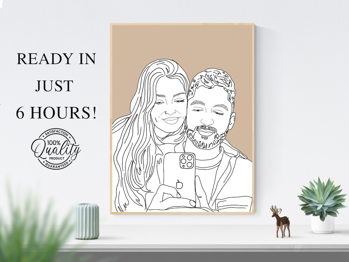 Personalized Family Portrait Line Art Print From Photo
