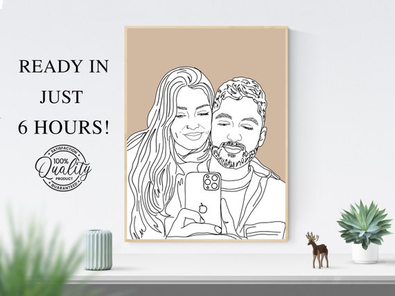 Personalized Family Portrait Line Art Print From Photo