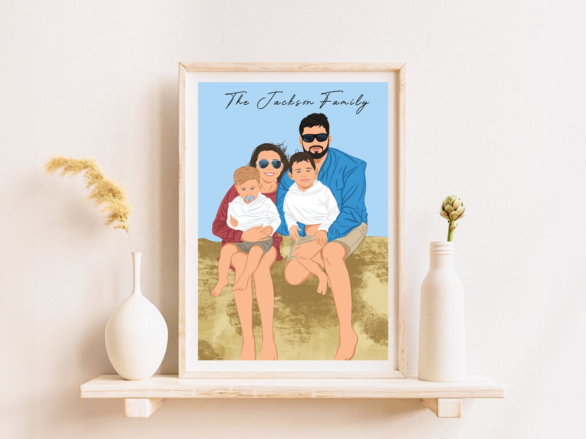 Custom Faceless Family Portrait, Father's Day Art Print