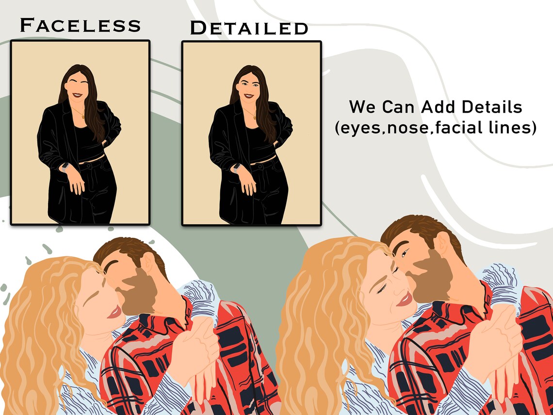 Custom Faceless Portrait With Pet, Family Portrait - Image 3