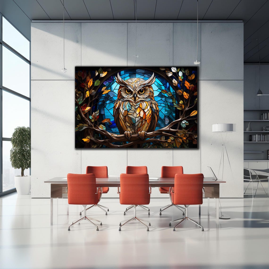 Owl Glass Wall Art Tempered Glass Art Decor Wall Art Decor Cute Owl Glass Art Glass Printing Art Printing Wall Art Owl Glass Painting - Image 2