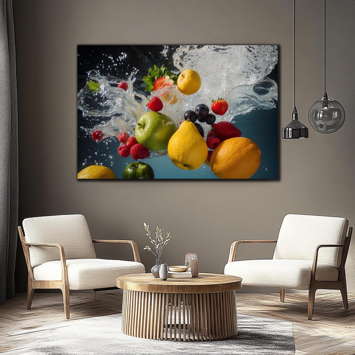 Fresh Fruits Splashing Water Apples Berries Lemons Dynamic Poster - Image 3