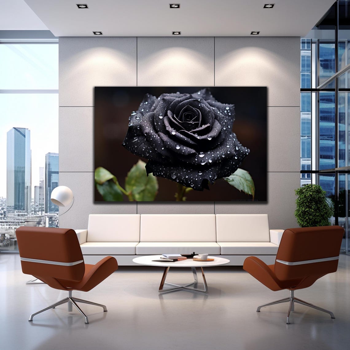 Black Rose Water Drops Macro Photography Dark Elegant Floral Poster - Image 4
