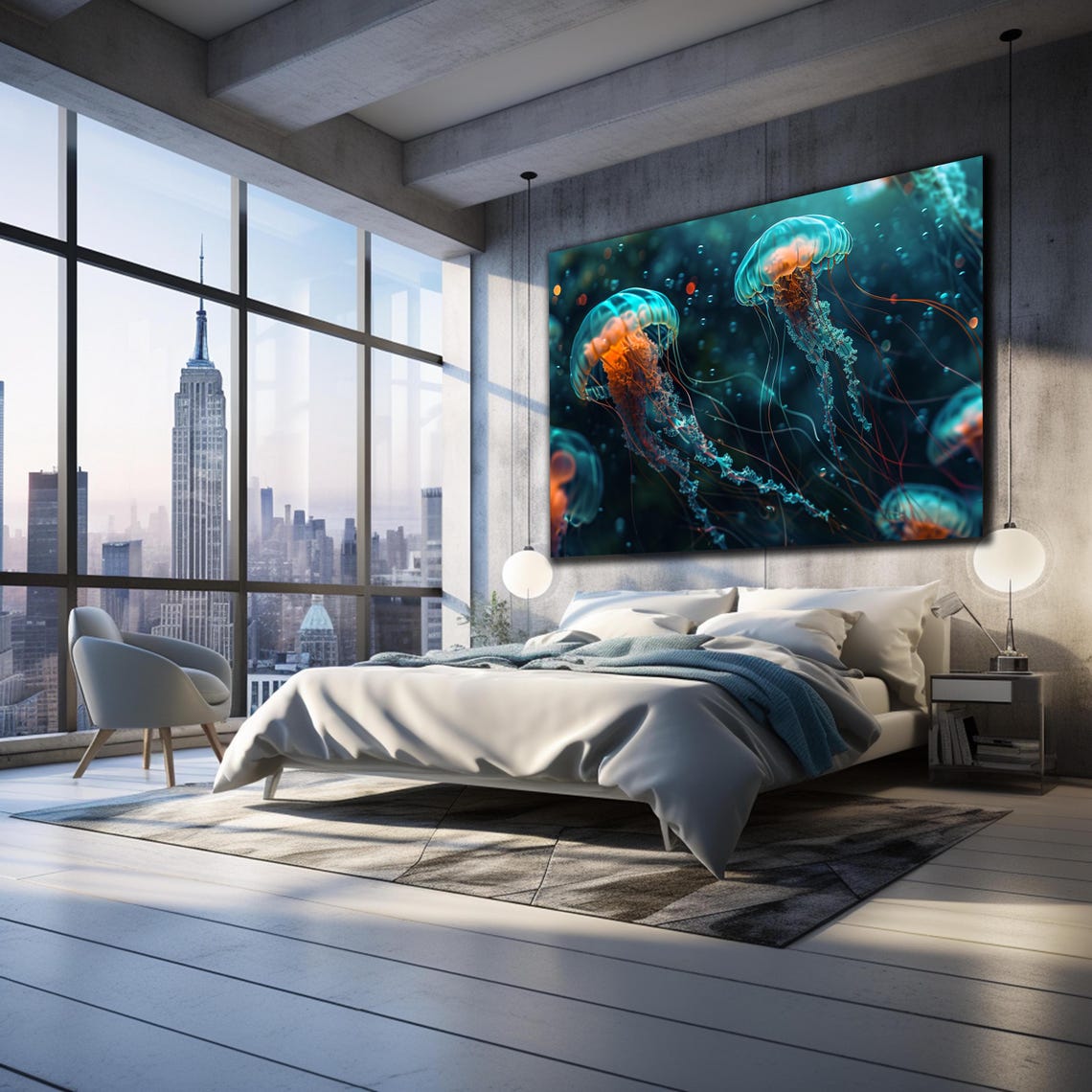 Jellyfish Wall Art Tempered Glass Wall Art Glass Printing Jellyfish Glass Art Sea Glass Wall Art Jellyfish Print Jellyfish Wall Decor - Image 3