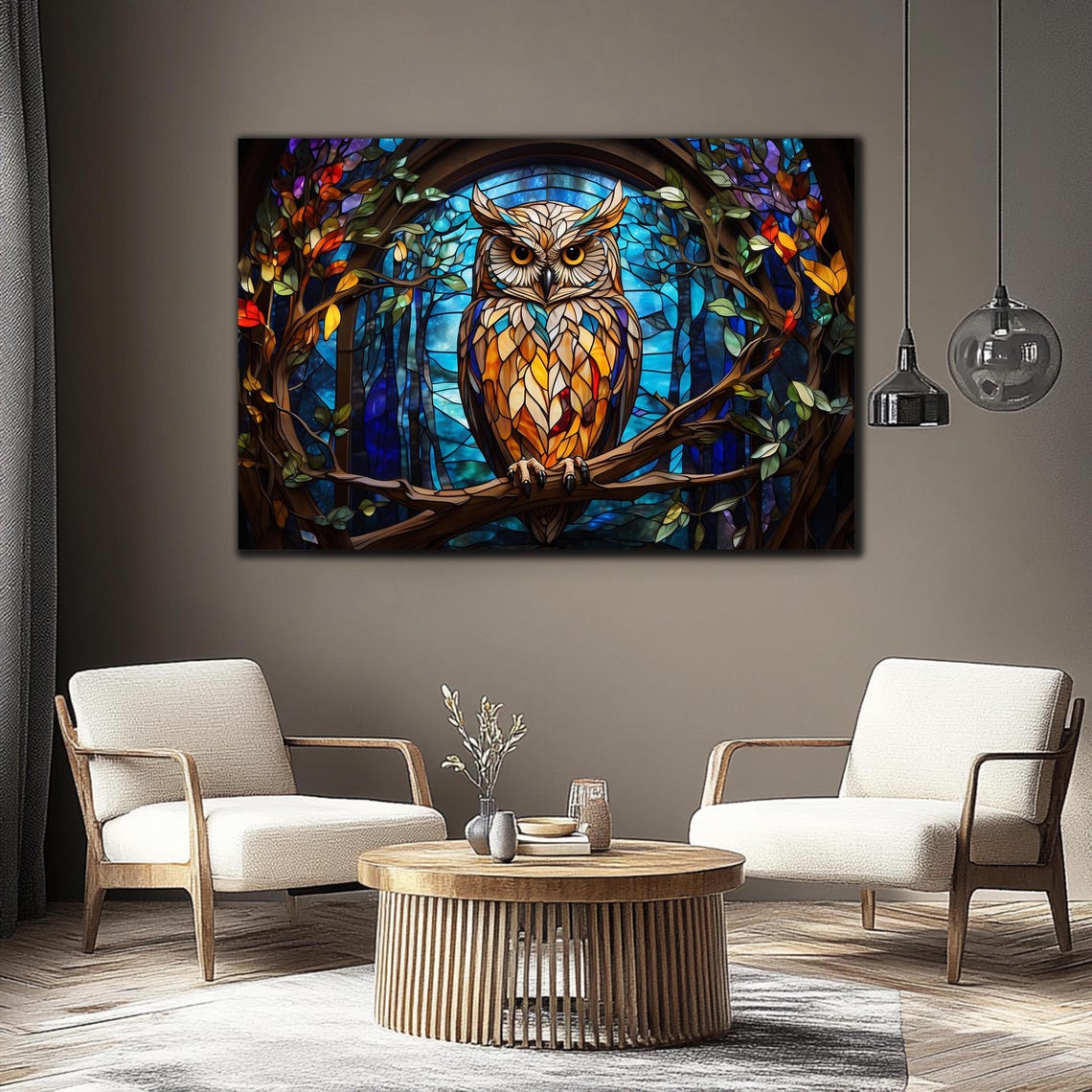 Owl Glass Wall Art Tempered Glass Art Decor Wall Art Decor Cute Owl Glass Art Glass Printing Art Printing Wall Art Owl Glass Painting - Image 4