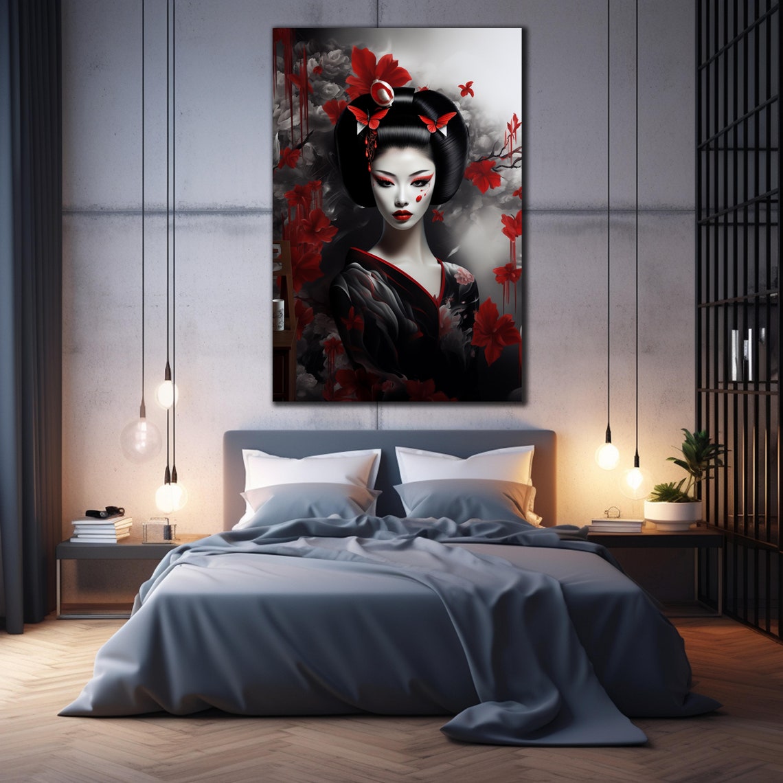 Geisha Wall Art Tempered Glass Wall Art Japanese Wall Art Woman Wall Art Housewarming Gifts Home Decor Geisha Wall Decor Japanese Glass Art - Image 3