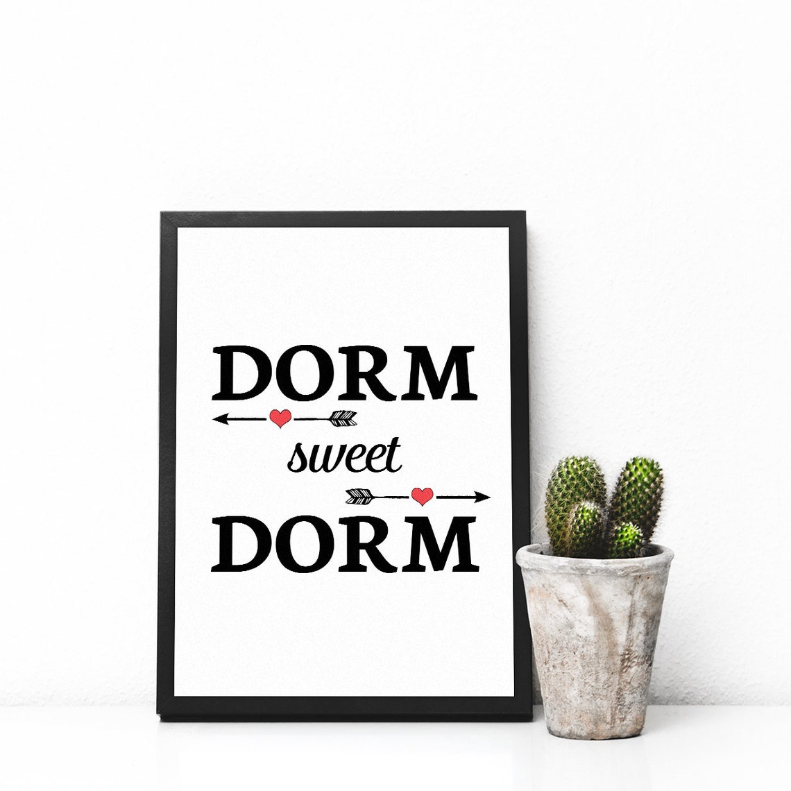 Dorm Sweet Dorm Arrow Heart College Room Typography Poster Decor