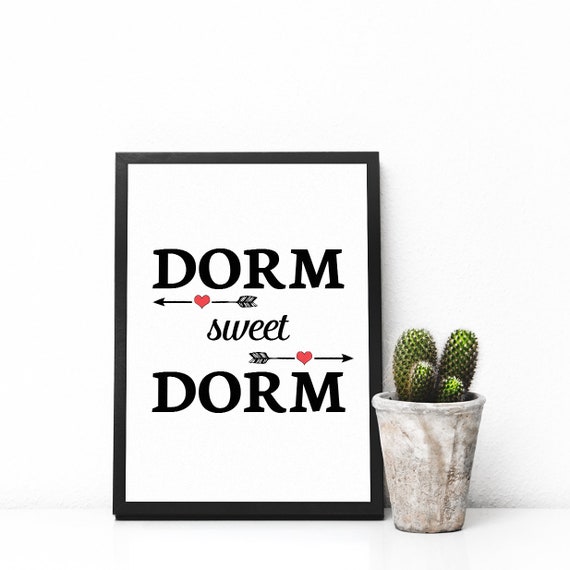 Dorm Sweet Dorm Arrow Heart College Room Typography Poster Decor