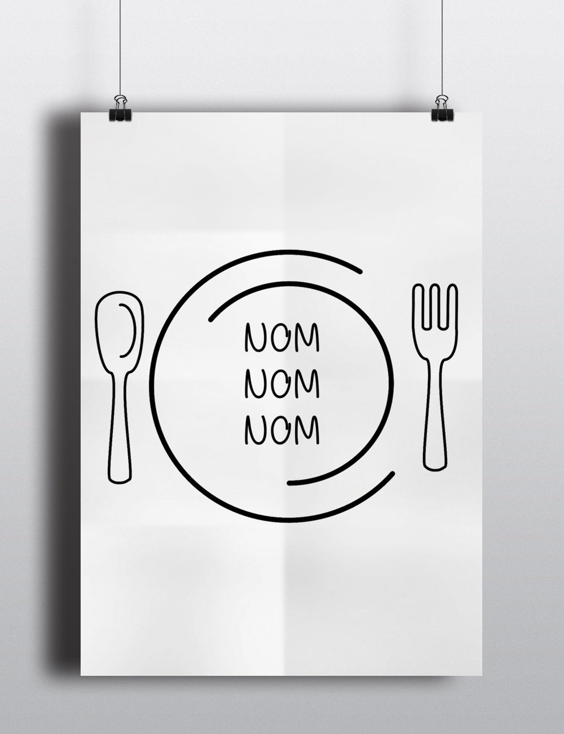Nom Nom Nom Plate Funny Kitchen Dining Room Kitchen Gift Poster