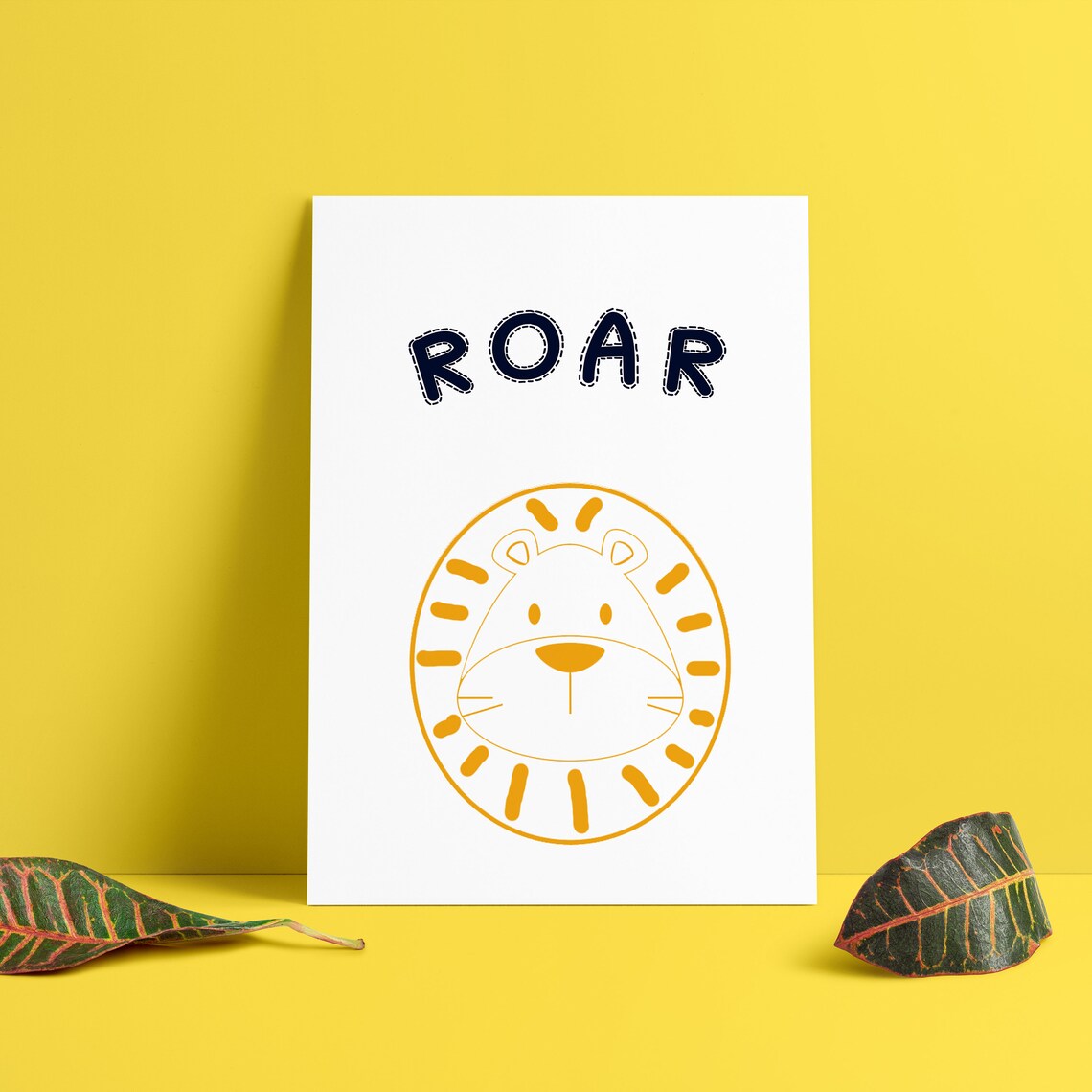 Roar Cute Lion Face Minimalist Kids Nursery Safari Decor Poster